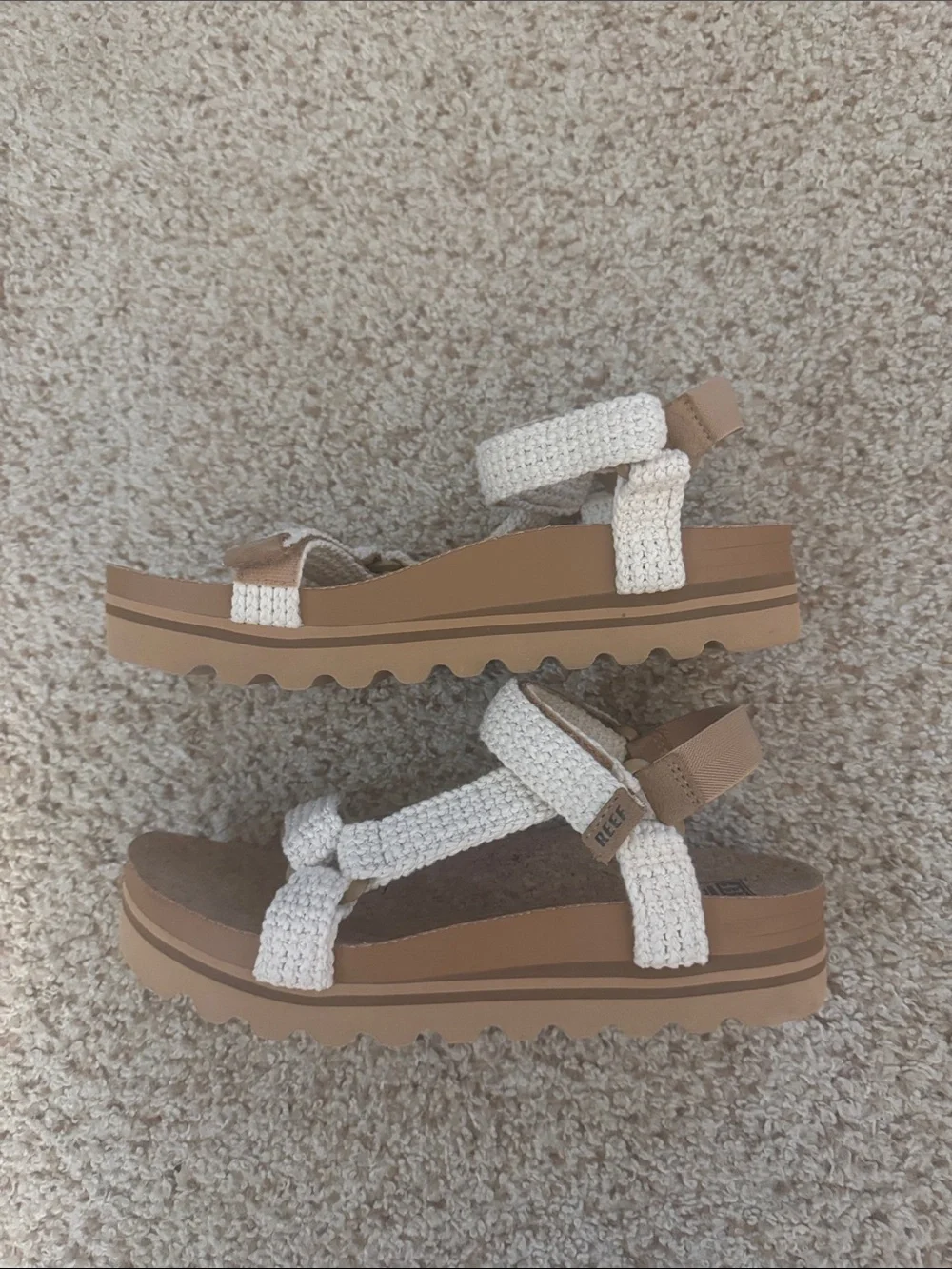 Reef Cream Woven Strap Cork Sandals